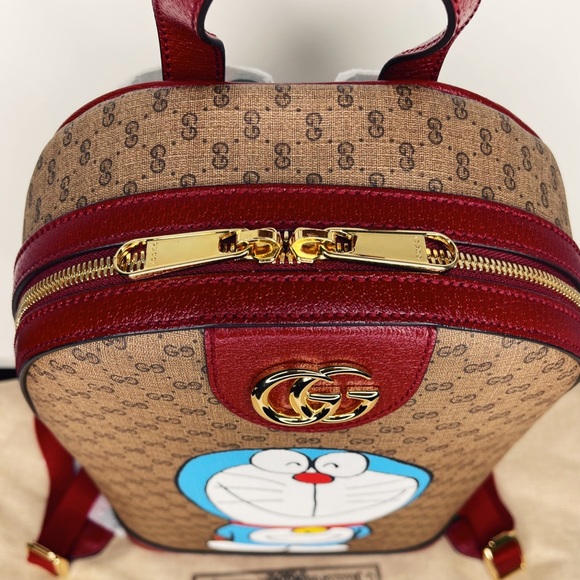 GUCCI X DORAEMON Logo GG Supreme Monogram Ophidia Small Backpack Bag $3650 NWT - Picture 5 of 16